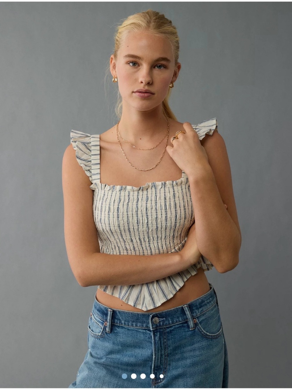 American Eagle Bella Smocked Crop Top. Size M. EUC